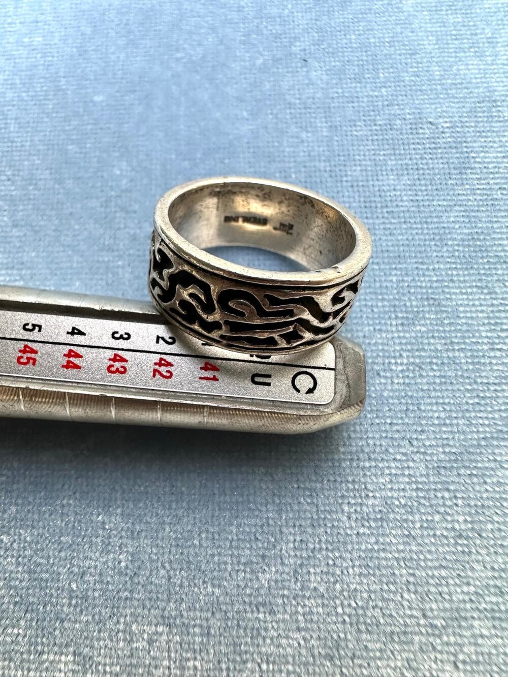 Vtg Bell Trading Post Sterling Silver Carved Wave Flame Band Ring Size 8